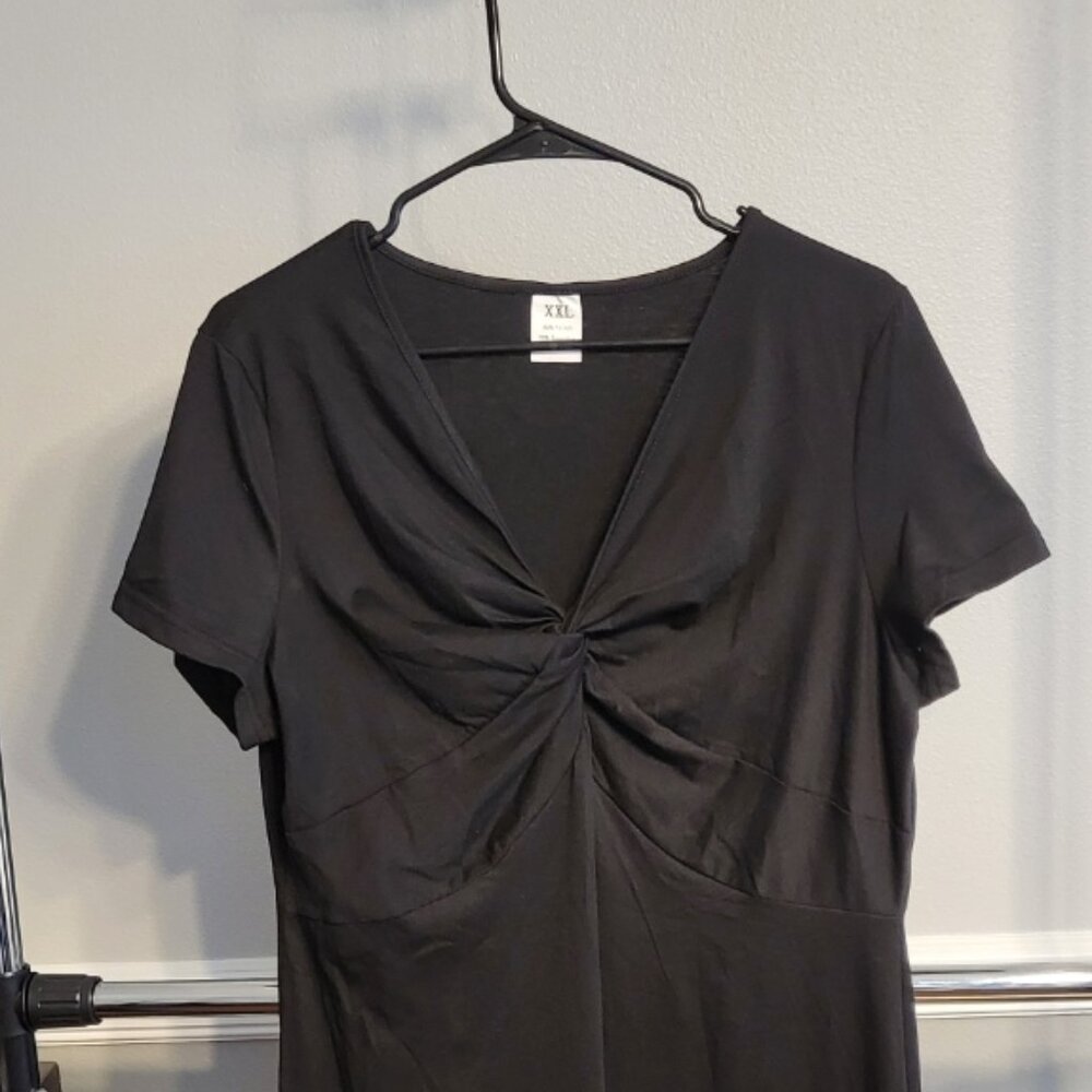 Little Black Dress V-Neck Twist Sz XXL Party Flirty Romantic - Picture 3 of 8